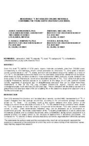 MEASURABLE 14C IN FOSSILISED ORGANIC MATERIALS IN THE GEOLOGIC RECORD:  CONFIRMING THE YOUNG EARTH CREATION-FLOOD MODEL