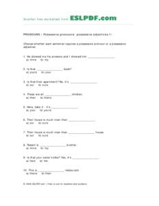 Syntax / Possessive adjective / Possessive pronoun / Pronoun / Apostrophe / Possession / Possessive case / Bulgarian pronouns / Linguistics / English grammar / Grammar