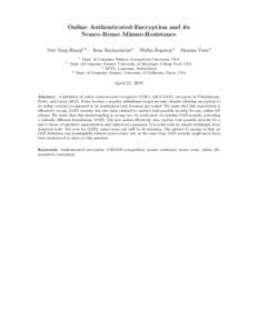 Online Authenticated-Encryption and its Nonce-Reuse Misuse-Resistance Viet Tung Hoang1,2 Reza Reyhanitabar3