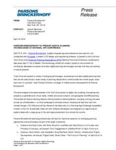 Press Release FROM: Parsons Brinckerhoff One Penn Plaza