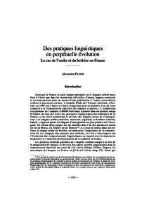 CI 156 Partie VIII.28 Page 529 Lundi, 21. février:Des pratiques linguistiques en perpétuelle évolution Le cas de l’arabe et du berbère en France