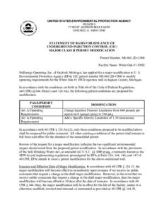 Statement of Basis for Issuance of UIC Major Class II Permit Modification - July 2014