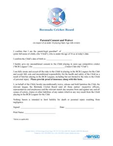 Consent / Sports / Cricket / Bermuda Cricket Board / Sport in Bermuda