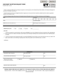 Print Form  Clear Form GRE/GMAT EXCEPTION REQUEST FORM GS-GREX-F4 (REV[removed])