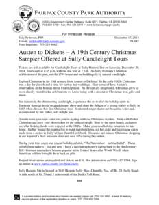 Austen to Dickens – A 19th Century Christmas Sampler Offered at Sully Candlelight Tours