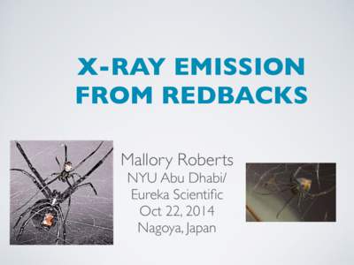 X-RAY EMISSION FROM REDBACKS Mallory Roberts NYU Abu Dhabi/ Eureka Scientific