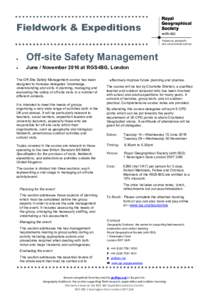 Fieldwork & Expeditions   Off-site Safety Management