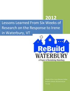 Lessons Learned From Six Weeks of Research on the Response to Irene in Waterbury, VT