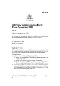 2001 No 761  New South Wales Veterinary Surgeons Amendment (Fees) Regulation 2001