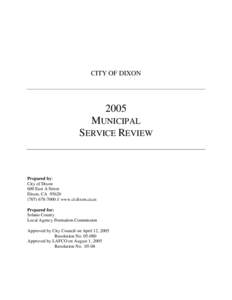 CITY OF DIXON[removed]MUNICIPAL SERVICE REVIEW