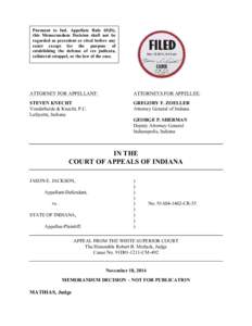 Pursuant to Ind. Appellate Rule 65(D), this Memorandum Decision shall not be regarded as precedent or cited before any court except for the purpose of establishing the defense of res judicata, collateral estoppel, or the