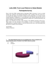 LeGo 2008: From Local Patterns to Global Models Participants Survey Prior to the LeGo 2008 workshop held on September 2008 in Antwerp, a survey was held amongst the contributors and potential participants of the workshop