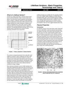 Littelfuse Varistors - Basic Properties, Terminology and Theory Application Note