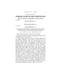 Supreme Court of the United States / Salazar v. Buono / Certiorari / Mount Soledad / Writ / Mount Soledad cross controversy / Law / Appellate review / Samuel Alito