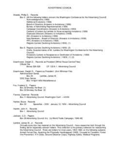 ADVERTISING COUNCIL  Areeda, Phillip E.: Records Box 5 [All the following folders concern the Washington Conference for the Advertising Council] Acknowledgments[removed]Additional Invitations (1958)