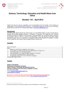 Science, Technology and Education News from China - Number[removed]April 2014