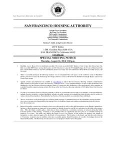 SAN FRANCISCO HOUSING AUTHORITY  JOAQUIN TORRES, PRESIDENT SAN FRANC F