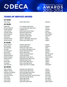 PROFESSIONAL DIVISION  AWARDS 2013–2014 YEARS OF SERVICE AWARD 45 YEARS