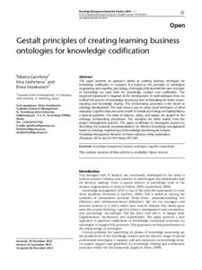 Knowledge Management Research & Practice (2014), 1–11 © 2014 Operational Research Society Ltd. All rights reserved[removed]www.palgrave-journals.com/kmrp/ Gestalt principles of creating learning business ontologi