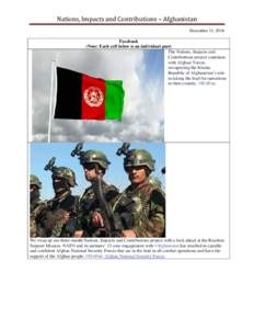 Nations, Impacts and Contributions – Afghanistan