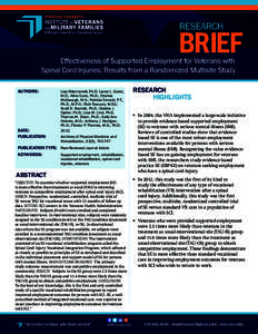 RESEARCH  BRIEF Effectiveness of Supported Employment for Veterans with Spinal Cord Injuries: Results from a Randomized Multisite Study