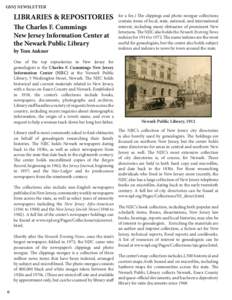 GSNJ NEWSLETTER  LIBRARIES & REPOSITORIES The Charles F. Cummings New Jersey Information Center at the Newark Public Library