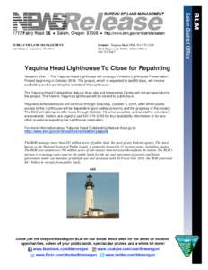 Yaquina Head Lighthouse To Close for Repainting