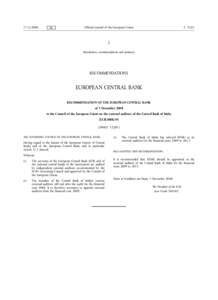 Recommendation of the European Central Bank of 5 December 2008 to the Council of the European Union on the external auditors of the Central Bank of Malta (ECB[removed])