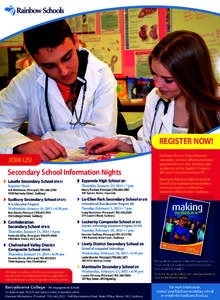 REGISTER NOW! JOIN US! Secondary School Information Nights ◗ Lasalle Secondary School (EP & FI) Register Now!