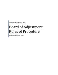 Town of Canaan NH  Board of Adjustment Rules of Procedure Adopted May 23, 2012