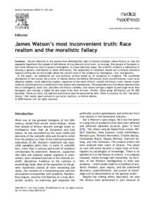 James Watson’s most inconvenient truth: Race realism and the moralistic fallacy