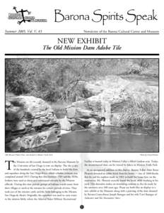 Barona Spirits Speak Summer 2005, Vol. V, #3 Newsletter of the Barona Cultural Center and Museum  NEW EXHIBIT