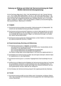 Satzung zur Bildung und Arbeit der Seniorenvertretung der Stadt Meißen