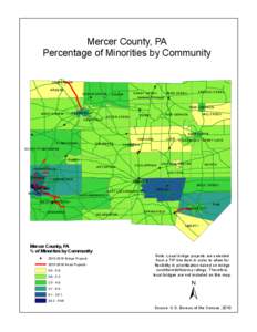 Mercer County, PA Percentage of Minorities by Community JAMESTOWN GREENE  SUGAR GROVE