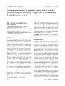 FISHERIES OCEANOGRAPHY  Fish. Oceanogr. 12:6, 554–568, 2003 Tracking environmental processes in the coastal zone for understanding and predicting Oregon coho (Oncorhynchus