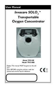 User Manual  Invacare SOLO2™ Transportable Oxygen Concentrator