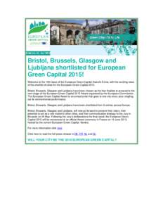 European Green Capital Award / Urban studies and planning / Sustainable development / Nantes / Brussels / Sustainable city / Bristol / Glasgow / Environment / European Capitals of Culture / Sustainability