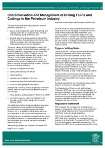 Characterisation and Management of Drilling Fluids and Cuttings in the Petroleum and Gas Industry