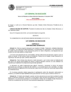 LEY GENERAL DE EDUCACIÓN Cámara de Diputados del H. Congreso de la Unión Última Reforma DOFSecretaría General