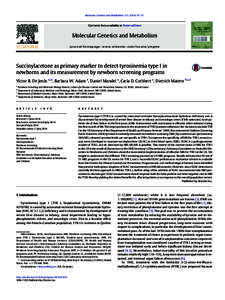 Newborn screening / Pediatrics / Standards organizations / Tyrosinemia / Type I tyrosinemia / Medical genetics / National Institute of Standards and Technology / Tyrosine / Medicine / Health / Epidemiology