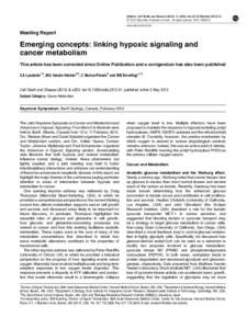 Emerging concepts: linking hypoxic signaling and cancer metabolism