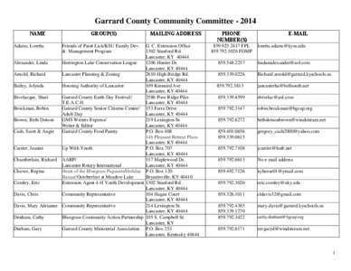Garrard County Community Committee[removed]NAME Adams, Loretta