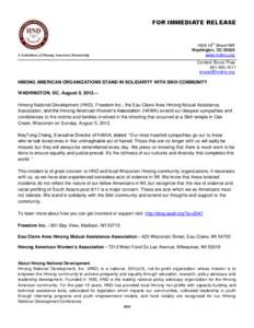FOR IMMEDIATE RELEASE  th A Subsidiary of Hmong American Partnership