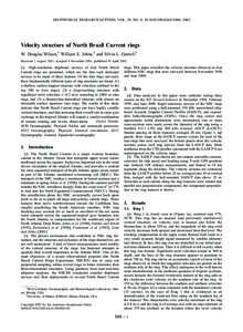 GEOPHYSICAL RESEARCH LETTERS, VOL. 29, NO. 8, [removed]2001GL013869, 2002  Velocity structure of North Brazil Current rings W. Douglas Wilson,1 William E. Johns,2 and Silvia L. Garzoli1 Received 1 August 2001; accepted 8 