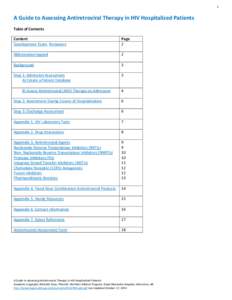 1  A Guide to Assessing Antiretroviral Therapy in HIV Hospitalized Patients Table of Contents Content Development Team, Reviewers