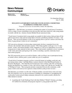 News Release Communiqué Ministry of the Attorney General  Ministère du