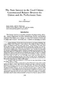 The State Interest in the Good Citizen: Constitutional Balance Between the Citizen and the Perfectionist State