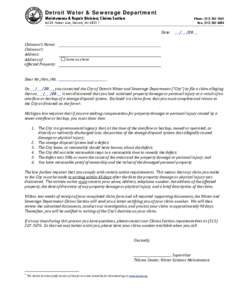 Basement Flooding Claim Cover Letter  (L-H3250.DOC;1)