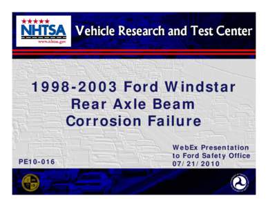 Microsoft PowerPoint - Review_of_Ford_Windstar_Rear_Axle-Fieldwork_and_Testing[removed]FINAL.ppt [Compatibility Mode]