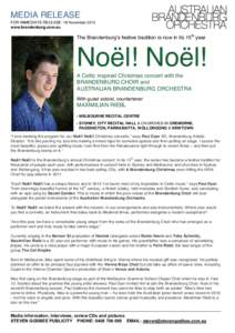 NOEL! NOEL! 2013 SYD MELB Media Release